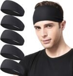 Mens Running Headband,5Pack,Mens Sweatband Sports Headband for Running,Cycling,Basketball,Yoga,Fitness Workout Stretchy Unisex Hairband - Image 2