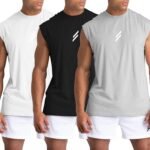 Men's Tank Tops 3 Pack Sleeveless Workout Mesh Material Quick Dry Athletic Running Gym Muscle Beach Fitness Shirts - Image 2