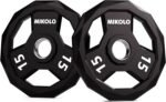 Mikolo Olympic Weights Set 2-Inch Rubber Coated Plates, 12-Sided Non-Roll Weight Plates Grip with 3 Handles for Home Gym, Strength Training, Single, Pair and Sets(5/10/15/25/35/45 LB) - Image 2