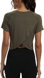 Mippo Workout Tops for Women Cropped Split Back Athletic Gym Exercise Shirts Loose Fit - Image 2