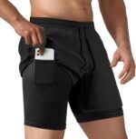 NIMOJIRO Men's 2 in 1 Running Shorts Workout Athletic Training Gym Outdoor Sports Shorts - Image 2