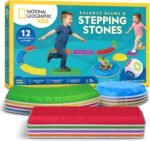 National Geographic Kids Stepping Stones & Balance Beams – 12 Piece Obstacle Course for Kids Ages 3+ with Foam Dice, Play & Learn Cards, Non-Slip Rubber Base, Toddler Indoor & Outdoor Active Play Set - Image 2
