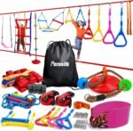 Ninja Warrior Obstacle Course for Kids-Playground Fitness Equipment Ninja Slackline with Multiple Accessories for Kids,Contain Swings,Rope ladders,Rings,Ninja Couse for Kids Outside (2x56ft) - Image 2