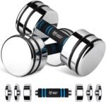 Northdeer Steel Dumbbells Ultracompact & Adjustable Chrome Dumbbell with Foam Handles 5lb 10lb 15lb 20lb 30lb 50lb Home Gym Workout (Choice of Size) - Image 2