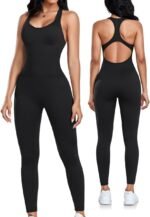 OLCHEE Womens Workout Jumpsuits Seamless Yoga Gym Bodycon Rompers Sexy Racerback Tummy Control Padded Bra Unitard - Image 2