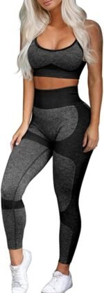 OLCHEE Women’s Workout Sets 2 Piece - Seamless Yoga Leggings and Cross-Strap Sports Bra Gym Outfits Activewear Matching Set - Image 2