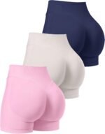 OLCHEE Womens Workout Shorts Seamless Scrunch Butt Lifting 3 Pack Yoga Gym Athletic High Waisted Tummy Control Booty 4.1" - Image 2