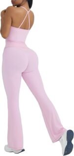 OMKAGI 2 Piece Workout Sets for Women Padded Tank Tops Flare Leggings Pilates Outfits - Image 2