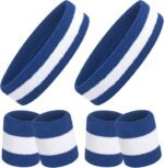 ONUPGO 6 Pieces Sweatbands Set - Sports Headbands Wristbands for Men & Women,Cotton Terry Cloth Sweatband for Tennis,Basketball,Gym,Working Out - Moisture Wicking Elasticity - Image 2