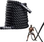Outroad Battle Rope, 1.5" Diameter 30ft Poly Dacron Workout Exercise Training Heavy Rope, Workout Equipment for Crossfit Training Home Gym & Fitness Exercises, Black and Pattern - Image 2