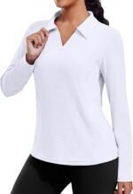 PINSPARK Long Sleeve Shirts for Women UPF 50+ Sun Shirt Workout Tops Quick Dry V Neck Athletic Running Hiking Golf Polo S-3XL - Image 2