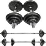 PROIRON 44Lbs Cast Iron Adjustable Dumbbell Set Hand Weight with Solid Dumbbell Handles Changed into Barbell Handily Great for Bodybuilding Fitness Weight Lifting Training Home Gym - Image 2
