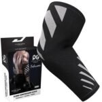 Physix Gear Workout Elbow Sleeves - Elbow Sleeves Compression for Weightlifting, Tendonitis, Bursitis, Compression Sleeves Elbow Support for Men & Women - Elbow Sleeve for Lifting, Grey/Black, XL - Image 2