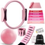 Pilates Equipment Kit for Home Workout, Pilates Ring and Ball Set with Adjustable Ankle Wrist Weights, Resistance Bands, Tape Measure, Bag, Pilates Essentials Accessories for Women Yoga - Image 2