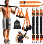 Pull Up Assistance Bands Set,3 Heavy Duty Pull-Up Bar Resistance Bands,Adjustable Weight/Height,Training Equipment with Handle and Foot Rest Unisex for Home & Gym/Muscle/Strength Training（Orange） - Image 2
