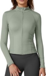 QINSEN Women's Full Zip Athletic Jacket Long Sleeve Double Lined Cropped Active Yoga Tops - Image 2