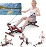 Rowing Machines for Home, 4 in 1 Rowing and Ab Machine with 2 Levels of Workout Resistance, Quiet & Foldable Row Machine with 3 Adjustable Handle Heights & LCD Monitor, Rower Machine for Home - Image 2