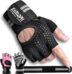 SIMARI Breathable Workout Gloves for Men Women, Padded Weight Lifting Gloves with Wrist Wraps Support, Full Palm Protection, Grip for Gym Training, Fitness, Weightlifting, Exercise Fingerless Black - Image 2