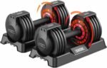 SKOK 25/55 lbs Pair Adjustable Dumbbells Set, Adjustable Weights Dumbbells Set for Men and Women with Anti-Slip Fast Adjust Weight by Turning Handle,Black Dumbbell with Tray - Image 2