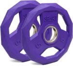 SPART Color Coded Weight Plate 2-Inch Rubber Coated Olympic Grip Plate for Barbell, Solid Cast Iron Weight Plates for Strength Training, Weightlifting, Crossfit, Home Gym, 2.5LB/5LB/10LB/25LB/35LB/45LB, Pair - Image 2