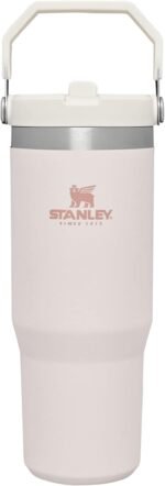 STANLEY IceFlow Flip Straw Tumbler with Handle 30 oz | Twist On Lid and Flip Up Straw | Leak Resistant Water Bottle | Insulated Stainless Steel |BPA-Free | Rose Quartz - Image 2