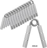 Silver Metal Hand Gripper Set,50LB-400LB 13 Pack No Slip Heavy-Duty Grip Strengthener,Great Wrist & Forearm Hand Exerciser,Home Gym,Hand Grip Strength Trainer - Image 2