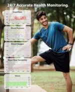 Smart Bracelet, Wearable Activity & Fitness Tracker Band, 24H Sleep Tracker, All-Day Continuous Heart Rate Blood Pressure Stress HRV Monitor, 170+ Sport Modes Smart Wristband with Free APP 2 Bands - Image 2