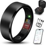 Smart Health Ring 2.0 for Women Men, Slim Scratch & Fingerprint Resistant Design,Efficient Chip Fitness Tracker, Monitors Heart, Blood Oxygen & Pressure, Sleep, Steps, Waterproof, Xmas Gifts, BK 7# - Image 2