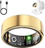 Smart Health Ring for Women Men, Fitness Tracker Ring with Heart Rate, Blood Oxygen, Sleep Tracker, Step Tracker, No Subscription Fee, IP68 Waterproof Smart Ring for iPhone & Android (Gold, 8#) - Image 2