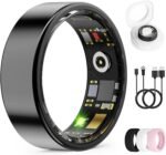 Smart Ring for Women & Men, Health Tracker Ring with Heart Rate, Blood Oxygen,Blood Pressure, IP68 Waterproof Fitness Ring, Sleep Tracker for iPhone and Android, No APP Fee (Black, 9#) - Image 2