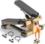 Stair Stepper, Mini Steppers for Home Office Workout, Fitness Equipment with Resistance Bands,Quiet Steppers for Exercise with LCD Monitor,Step Machine for Men Women,Gold - Image 2