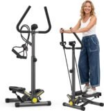 Stepper Machine with Resistance Bands, Mini Stepper with 300LBS Weight Capacity, Twist Stepper for Full Body Workout, Adjustable Step Height, Smooth and Quiet, Step Machine for Men Women - Image 2