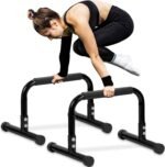 TABEKE Push Up Bar, 14'' High Steel Parallettes & Dip Bar with Full Coverage Foam Handle, Heavy-Duty Calisthenics Parallel Bars for L-Sit, Dips, Home Gym Strength Training Workout - Image 2