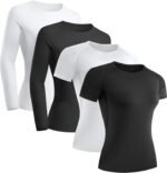 TELALEO 4 Pack Women's Compression Shirt Long/Short Sleeve Performance Workout Baselayer Athletic Top Gym Sports Gear - Image 2