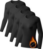 TELALEO 4 Pack Women's Thermal Shirts Fleece Lined Athletic Tops Long Sleeve Compression Workout Baselayer for Cold Weather - Image 2