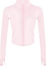 Tanming Women's Full Zip Seamless Workout Jacket Running Yoga Slim Fit Track Jacket - Image 2