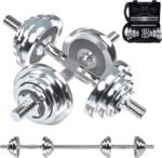 VIVITORY Fitness Dumbbells Set, Adjustable Weight Sets up to 11/22/44/66/110 lbs, with Metal Connecting Rod Used As Barbell, Chromed Weights, Hardcover Gift Box, Home Gym Work Out Training Equipment - Image 2