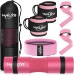 WALITO 7Pcs Barbell Pad Set for Hip Thrust - Squat Pad,Gym Accessories for Women with Bar Bad,Bench Press, with Gym Ankle Straps,Resistance Bands for Working Out,Lifting Strap,Carry Bag - Image 2