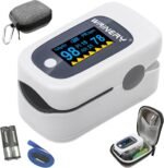 WRINERY Fingertip Pulse Oximeter, Oxygen Saturation Monitor, O2 Saturation Monitor, OLED Portable Oximetry with Batteries, Lanyard (Gray-White) - Image 2
