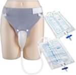 Wearable Urine Collector with Cotton Fixed Pants Silicone Urine Catching Capsule and Two Urinary Bags 2000ml and 1000ml Portable Set for Men, Grey - Image 2