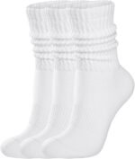 Womens Scrunch Crew Socks: Retro Solid Slouch Mid Calf Socks - Cotton Casual Athletic Socks - Image 2