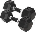 Yes4All Chrome/Rubber Grip Encased Hex Dumbbells – Hand Weights With Anti-Slip 10-30 LBS Pair - Image 2