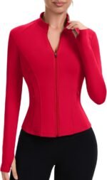 ZHENWEI Workout Jackets for Women Full Zip Up Cropped Athletic Long Sleeve Lightweight Slim Fit Running Tops with Pockets - Image 2