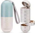 Zannaki 2 in 1 Pill Organizer with Cutter,Grain Fiber Weekly Pill Case Large Compartment Moisture Proof,Magnetic Lock,BPA Free Travel Hiking Pill Box 7 Day to Hold Pills,Vitamins,Fish Oil,Supplements - Image 2
