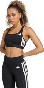 adidas Womens Optime Essentials 3-Stripes Medium Support Bra - Image 2