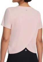 baleaf Women's Workout Tops Athletic Shirts Cropped Short Sleeve Split Back Running Gym Quick Dry Sun Protection UPF 50+ - Image 2