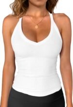 iGENJUN Workout Tops for Women Racerback Basic Tank Summer 2024 Camisole V Neck Slim Fit Ribbed Sleeveless - Image 2