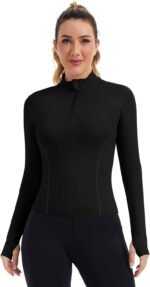ZHENWEI Womens Workout Tops Long Sleeve Quarter Zip Pullover Quick Dry Golf Shirt Athletic Slim Fit Crop Yoga Gym Tops - Image 3