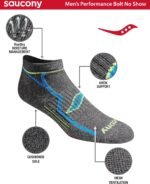 Saucony Men's RunDry Bolt Performance No-Show Socks, Available in M-XXL (6, 12, 18 Pairs) - Image 3
