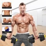 Dumbbel Adjustable-Dumbbells-Set,80lbs Free Weights Set with Connector,Fitness Exercises for Home Gym Suitable Men/Women,Yellow Barbell - Image 5
